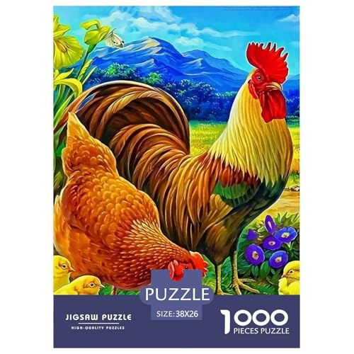 Hahn Puzzle 1000 Teilige Für Erwachsene Und Kinder Schwanz Herausforderung Spiel Interaktives Spielzeug Home Dekoration in Bewährter Qualität 38x26cm/1000pcs von QTIVARLEN