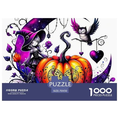 Halloween Stil Farbenfrohes Puzzle 1000 Stück in Bewährter Qualität Für Erwachsene Und Kinder Kühle Kürbis Geschicklichkeitsspiel Geschenke Für Frauen Pädagogisches Spielzeug 70x50cm/1000pcs von QTIVARLEN