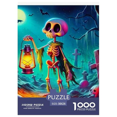 Halloween Stil Farbenfrohes Puzzle 1000 Stück in Bewährter Qualität Für Erwachsene Und Kinder Kühle Kürbis Geschicklichkeitsspiel Geschenke Für Männer Wanddekoration 38x26cm/1000pcs von QTIVARLEN
