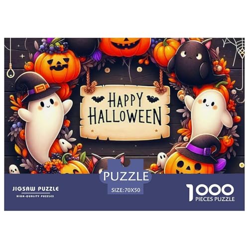 Halloween Stil Farbenfrohes Puzzle 1000 Stück in Bewährter Qualität Für Erwachsene Und Kinder Kühle Kürbis Geschicklichkeitsspiel Geschenke Für Männer Wanddekoration 70x50cm/1000pcs von QTIVARLEN