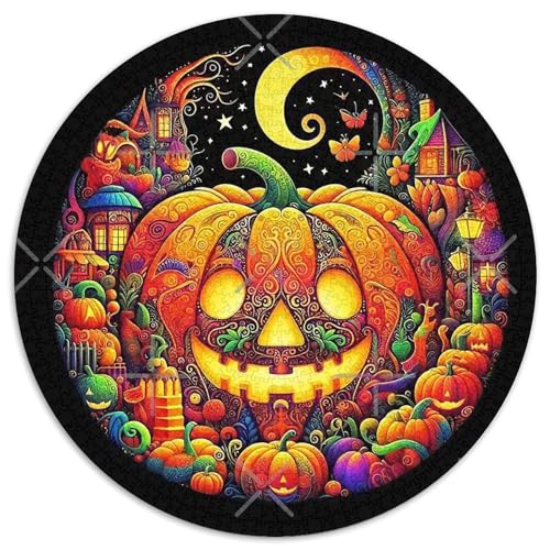 Halloween Stil Farbenfrohes Puzzle 1000 Stück in Bewährter Qualität Für Erwachsene Und Kinder Kühle Kürbis Herausforderndes Rätsel Geschenke Für Frauen Wanddekoration 1000pcs (67.5x67.5cm) von QTIVARLEN