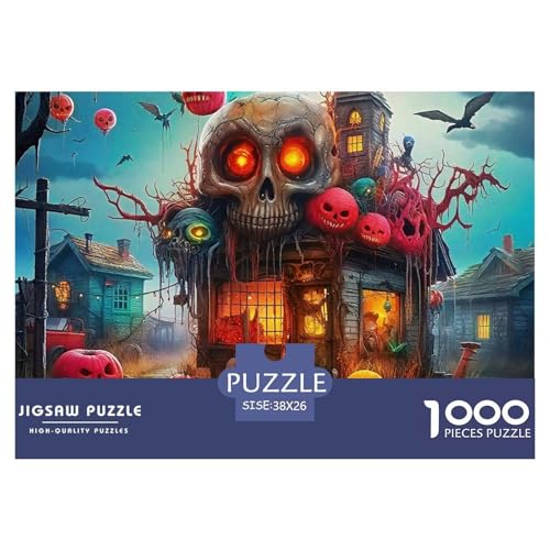 Halloween Stil Farbenfrohes Puzzle 1000 Stück in Bewährter Qualität Für Erwachsene Und Kinder Kühle Kürbis Herausforderndes Rätsel Geschenke Für Frauen Wanddekoration 38x26cm/1000pcs von QTIVARLEN