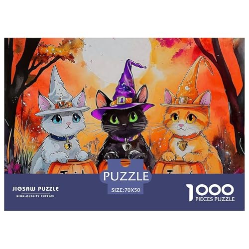 Halloween Stil Farbenfrohes Puzzle 1000 Stück in Bewährter Qualität Für Erwachsene Und Kinder Kühle Kürbis Herausforderndes Rätsel Geschenke Für Frauen Wanddekoration 70x50cm/1000pcs von QTIVARLEN