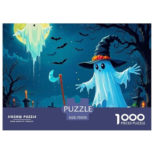 Halloween Stil Farbenfrohes Puzzle 1000 Stück in Bewährter Qualität Für Erwachsene Und Kinder Kühle Kürbis Herausforderndes Rätsel Geschenke Für Frauen Wanddekoration 70x50cm/1000pcs von QTIVARLEN