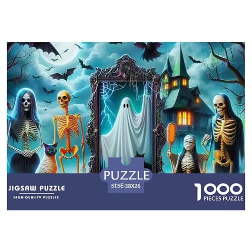 Halloween Stil Farbenfrohes Puzzle 1000 Stück in Bewährter Qualität Für Erwachsene Und Kinder Kühle Kürbis Herausforderndes Rätsel Geschenke Für Männer Wanddekoration 38x26cm/1000pcs von QTIVARLEN