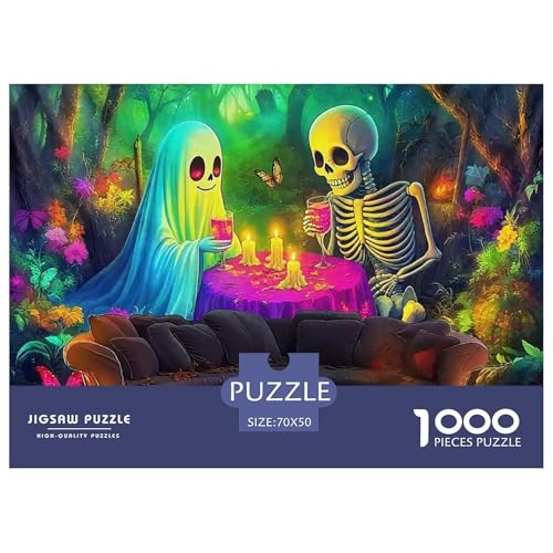 Halloween Stil Farbenfrohes Puzzle 1000 Teile in Bewährter Qualität Für Erwachsene Und Kinder Kühle Kürbis Geschicklichkeitsspiel Geschenke Für Frauen Home Dekoration 70x50cm/1000pcs von QTIVARLEN