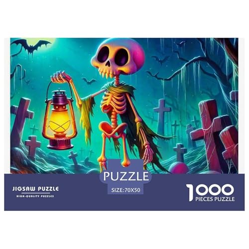 Halloween Stil Farbenfrohes Puzzle 1000 Teile in Bewährter Qualität Für Erwachsene Und Kinder Kühle Kürbis Geschicklichkeitsspiel Geschenke Für Frauen Pädagogisches Spielzeug 70x50cm/1000pcs von QTIVARLEN