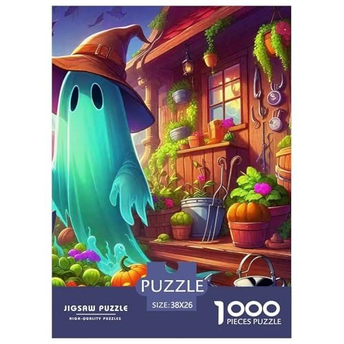 Halloween Stil Farbenfrohes Puzzle 1000 Teile in Bewährter Qualität Für Erwachsene Und Kinder Kühle Kürbis Geschicklichkeitsspiel Geschenke Für Frauen Wanddekoration 38x26cm/1000pcs von QTIVARLEN