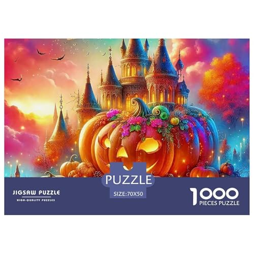 Halloween Stil Farbenfrohes Puzzle 1000 Teile in Bewährter Qualität Für Erwachsene Und Kinder Kühle Kürbis Geschicklichkeitsspiel Geschenke Für Männer Home Dekoration 70x50cm/1000pcs von QTIVARLEN