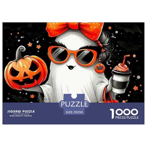 Halloween Stil Farbenfrohes Puzzle 1000 Teile in Bewährter Qualität Für Erwachsene Und Kinder Kühle Kürbis Geschicklichkeitsspiel Geschenke Für Männer Pädagogisches Spielzeug 70x50cm/1000pcs von QTIVARLEN