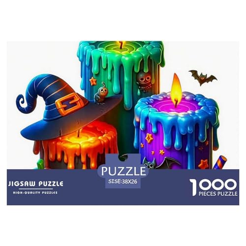 Halloween Stil Farbenfrohes Puzzle 1000 Teile in Bewährter Qualität Für Erwachsene Und Kinder Kühle Kürbis Herausforderndes Rätsel Geschenke Für Frauen Wanddekoration 38x26cm/1000pcs von QTIVARLEN