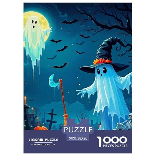 Halloween Stil Farbenfrohes Puzzle 1000 Teile in Bewährter Qualität Für Erwachsene Und Kinder Kühle Kürbis Herausforderndes Rätsel Geschenke Für Frauen Wanddekoration 38x26cm/1000pcs von QTIVARLEN