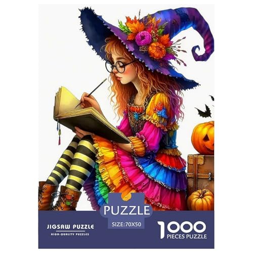 Halloween Stil Puzzles 1000 Teile in Bewährter Qualität Für Erwachsene Und Kinder Kühle Kürbis Geschicklichkeitsspiel Geschenke Für Frauen Home Dekoration 70x50cm/1000pcs von QTIVARLEN
