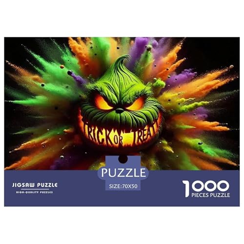 Halloween Stil Puzzles 1000 Teile in Bewährter Qualität Für Erwachsene Und Kinder Kühle Kürbis Geschicklichkeitsspiel Geschenke Für Frauen Home Dekoration 70x50cm/1000pcs von QTIVARLEN