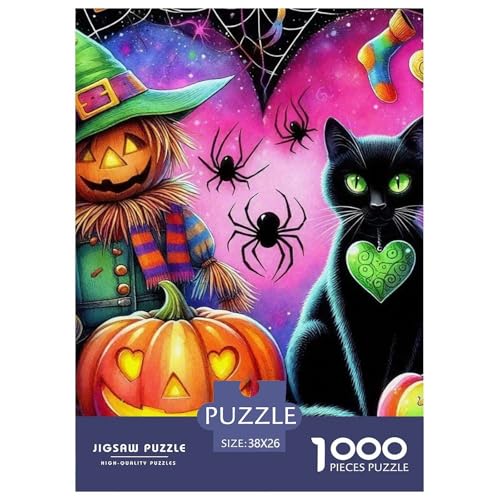 Halloween Stil Puzzles 1000 Teile in Bewährter Qualität Für Erwachsene Und Kinder Kühle Kürbis Herausforderndes Rätsel Geschenke Für Frauen Wanddekoration 38x26cm/1000pcs von QTIVARLEN