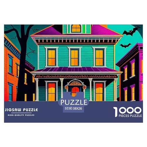 Halloween Stil Puzzles 1000 Teile in Bewährter Qualität Für Erwachsene Und Kinder Kühle Kürbis Herausforderndes Rätsel Geschenke Für Frauen Wanddekoration 38x26cm/1000pcs von QTIVARLEN