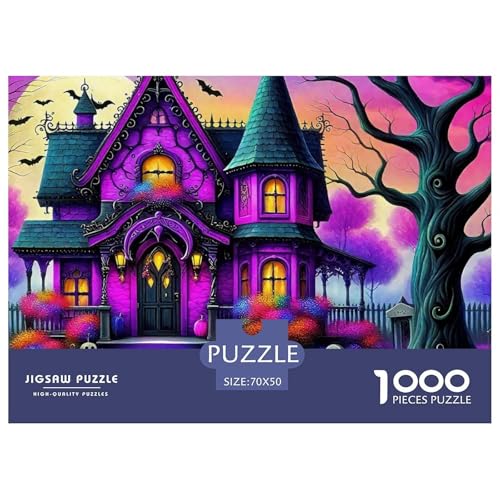 Halloween Stil Puzzles 1000 Teile in Bewährter Qualität Für Erwachsene Und Kinder Kühle Kürbis Herausforderndes Rätsel Geschenke Für Frauen Wanddekoration 70x50cm/1000pcs von QTIVARLEN