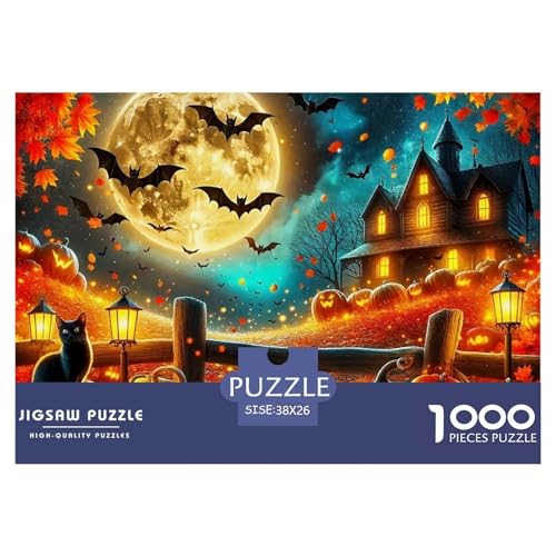 Halloween Stil Puzzles 1000 Teile in Bewährter Qualität Für Erwachsene Und Kinder Kühle Kürbis Herausforderndes Rätsel Geschenke Für Männer Pädagogisches Spielzeug 38x26cm/1000pcs von QTIVARLEN