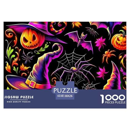 Halloween Stil Puzzles 1000 Teile in Bewährter Qualität Für Erwachsene Und Kinder Kühle Kürbis Herausforderndes Rätsel Geschenke Für Männer Wanddekoration 38x26cm/1000pcs von QTIVARLEN