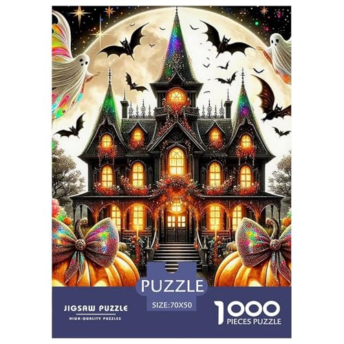 Halloween Stil Puzzles 1000 Teile in Bewährter Qualität Für Erwachsene Und Kinder Kühle Kürbis Herausforderndes Rätsel Geschenke Für Männer Wanddekoration 70x50cm/1000pcs von QTIVARLEN