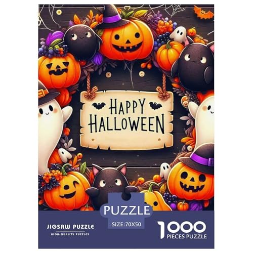 Halloween Stil Puzzles 1000 Teile in Bewährter Qualität Für Erwachsene Und Kinder Kühle Kürbis Herausforderndes Rätsel Geschenke Für Männer Wanddekoration 70x50cm/1000pcs von QTIVARLEN