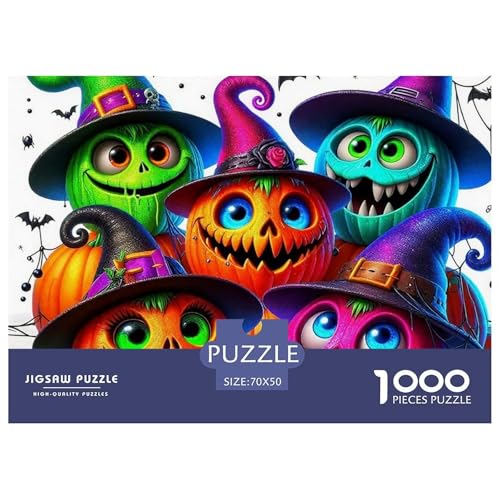 Halloween Stil Puzzles 1000 Teile in Bewährter Qualität Für Erwachsene Und Kinder Kühle Kürbis Herausforderndes Rätsel Geschenke Für Männer Wanddekoration 70x50cm/1000pcs von QTIVARLEN