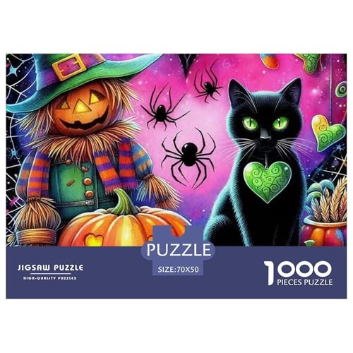 Halloween Stil Puzzles 1000 Teile in Bewährter Qualität Für Erwachsene Und Kinder Kühle Kürbis Herausforderndes Rätsel Geschenke Für Männer Wanddekoration 70x50cm/1000pcs von QTIVARLEN