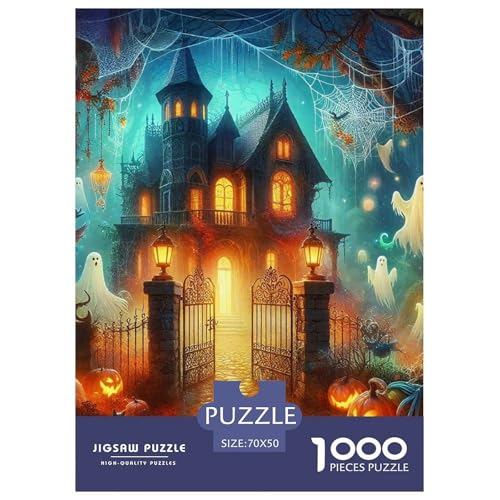 Halloween Stil Puzzles 1000 Teile in Bewährter Qualität Für Erwachsene Und Kinder Kühle Kürbis Puzzlespiele Für Die Ganze Familie Geschenke Für Frauen Wanddekoration 70x50cm/1000pcs von QTIVARLEN