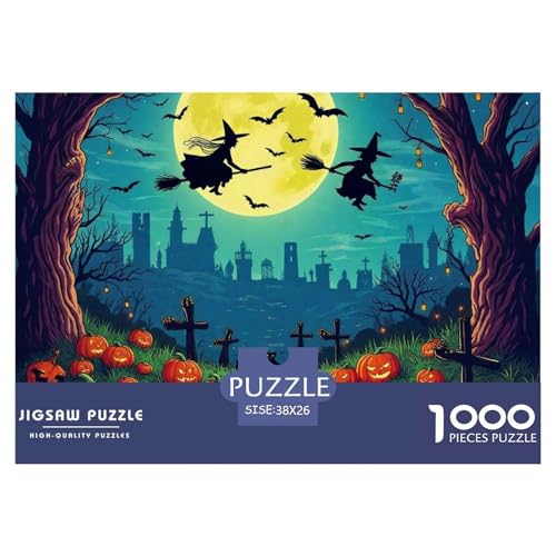 Halloween Stil Puzzles 1000 Teile in Bewährter Qualität Für Erwachsene Und Kinder Kühle Kürbis Puzzlespiele Für Die Ganze Familie Geschenke Für Männer Wanddekoration 38x26cm/1000pcs von QTIVARLEN
