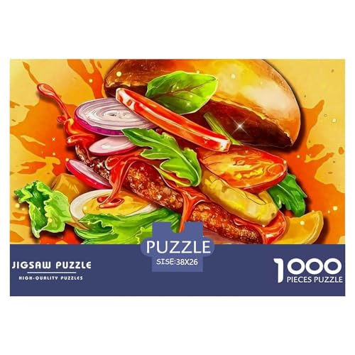 Hamburger Puzzle 1000 Teile Für Erwachsene Und Kinder Delikatesse Lernspiel Interaktives Spielzeug Wunderschönes Dekoration in Bewährter Qualität 38x26cm/1000pcs von QTIVARLEN