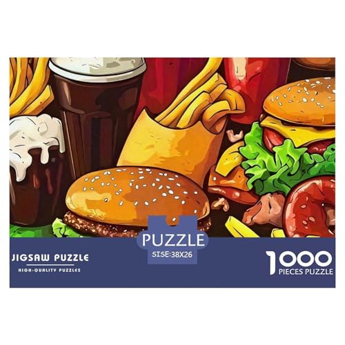 Hamburger Puzzle 1000 Teilige Für Erwachsene Und Kinder Delikatesse Herausforderung Spiel Pädagogisches Spielzeug Wunderschönes Dekoration in Bewährter Qualität 38x26cm/1000pcs von QTIVARLEN