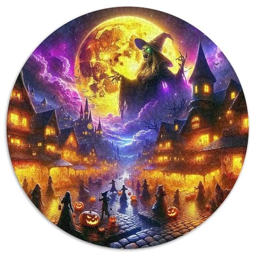 Hexe Puzzle 1000 Teile Für Erwachsene Und Kinder Halloween Stil Herausforderung Spiel Interaktives Spielzeug Home Dekoration Clevere Rätsel 1000pcs (67.5x67.5cm) von QTIVARLEN