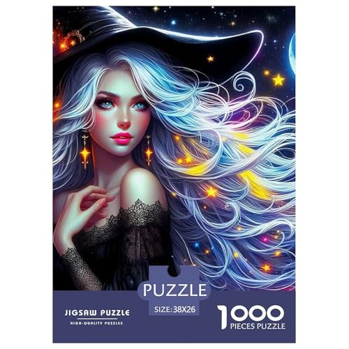 Hexe Puzzle 1000 Teile Für Erwachsene Und Kinder Halloween Stil Herausforderung Spiel Interaktives Spielzeug Wunderschönes Dekoration Clevere Rätsel 38x26cm/1000pcs von QTIVARLEN