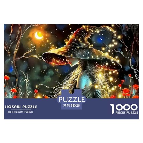 Hexe Puzzle 1000 Teile Für Erwachsene Und Kinder Halloween Stil Herausforderung Spiel Klassische Geschenk Wunderschönes Dekoration in Bewährter Qualität 38x26cm/1000pcs von QTIVARLEN