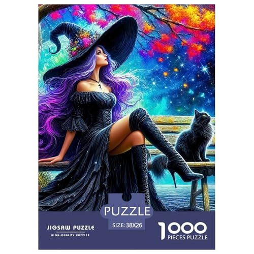 Hexe Puzzle 1000 Teile Für Erwachsene Und Kinder Halloween Stil Herausforderung Spiel Pädagogisches Spielzeug Home Dekoration in Bewährter Qualität 38x26cm/1000pcs von QTIVARLEN