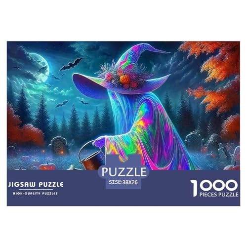 Hexe Puzzle 1000 Teile Für Erwachsene Und Kinder Halloween Stil Impossible Geschicklichkeitsspiel Klassische Geschenk Home Dekoration in Bewährter Qualität 38x26cm/1000pcs von QTIVARLEN