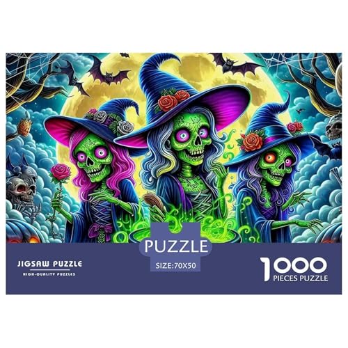 Hexe Puzzle 1000 Teile Für Erwachsene Und Kinder Halloween Stil Impossible Geschicklichkeitsspiel Klassische Geschenk Home Dekoration in Bewährter Qualität 70x50cm/1000pcs von QTIVARLEN