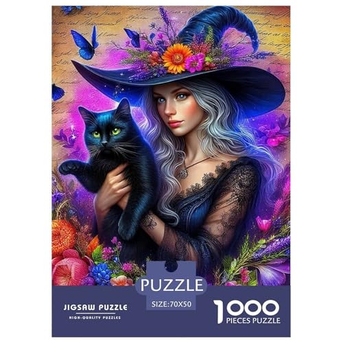Hexe Puzzle 1000 Teile Für Erwachsene Und Kinder Halloween Stil Lernspiel Interaktives Spielzeug Home Dekoration in Bewährter Qualität 70x50cm/1000pcs von QTIVARLEN