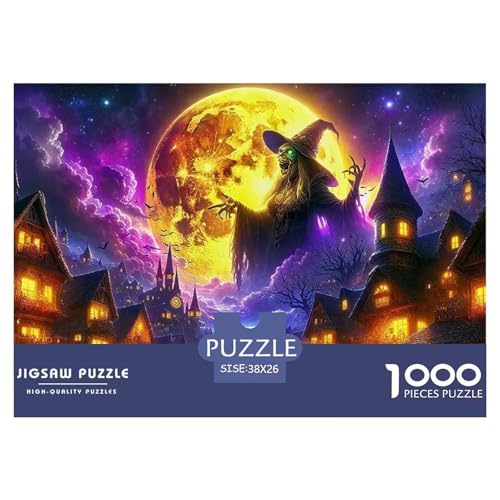 Hexe Puzzle 1000 Teile Für Erwachsene Und Kinder Halloween Stil Lernspiel Interaktives Spielzeug Wunderschönes Dekoration Clevere Rätsel 38x26cm/1000pcs von QTIVARLEN