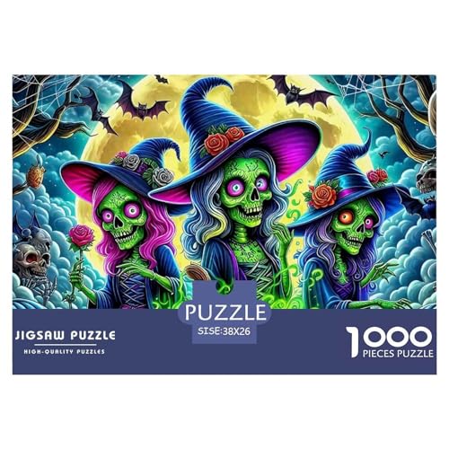 Hexe Puzzle 1000 Teile Für Erwachsene Und Kinder Halloween Stil Lernspiel Interaktives Spielzeug Wunderschönes Dekoration Clevere Rätsel 38x26cm/1000pcs von QTIVARLEN