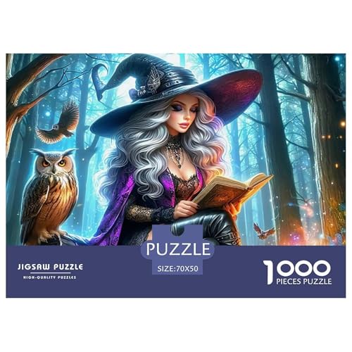Hexe Puzzle 1000 Teile Für Erwachsene Und Kinder Halloween Stil Lernspiel Klassische Geschenk Home Dekoration in Bewährter Qualität 70x50cm/1000pcs von QTIVARLEN
