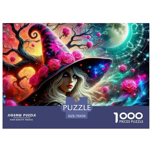 Hexe Puzzle 1000 Teile Für Erwachsene Und Kinder Halloween Stil Lernspiel Klassische Geschenk Wunderschönes Dekoration in Bewährter Qualität 70x50cm/1000pcs von QTIVARLEN