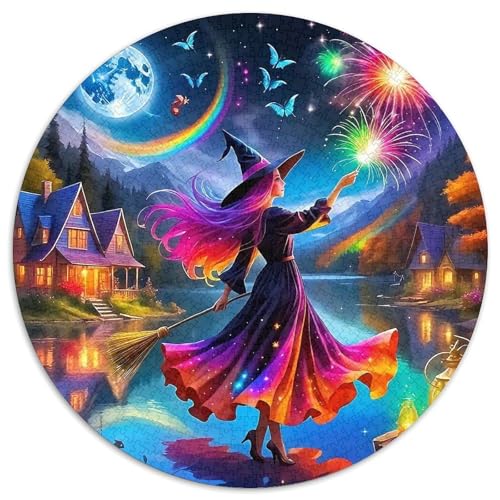 Hexe Puzzle 1000 Teile Für Erwachsene Und Kinder Halloween Stil Lernspiel Pädagogisches Spielzeug Home Dekoration Clevere Rätsel 1000pcs (67.5x67.5cm) von QTIVARLEN
