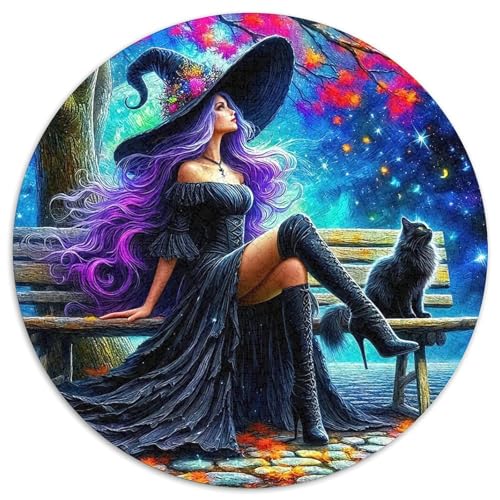 Hexe Puzzle 1000 Teile Für Erwachsene Und Kinder Halloween Stil Lernspiel Pädagogisches Spielzeug Wunderschönes Dekoration Clevere Rätsel 1000pcs (67.5x67.5cm) von QTIVARLEN