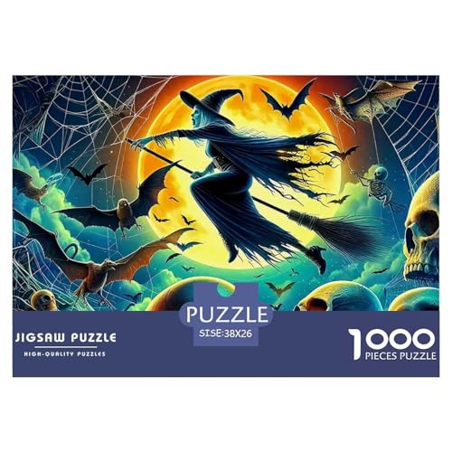 Hexe Puzzle 1000 Teile Für Erwachsene Und Kinder Halloween Stil Lernspiel Pädagogisches Spielzeug Wunderschönes Dekoration Clevere Rätsel 38x26cm/1000pcs von QTIVARLEN