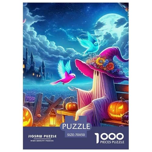 Hexe Puzzle 1000 Teile Für Erwachsene Und Kinder Halloween Stil Lernspiel Pädagogisches Spielzeug Wunderschönes Dekoration Clevere Rätsel 70x50cm/1000pcs von QTIVARLEN