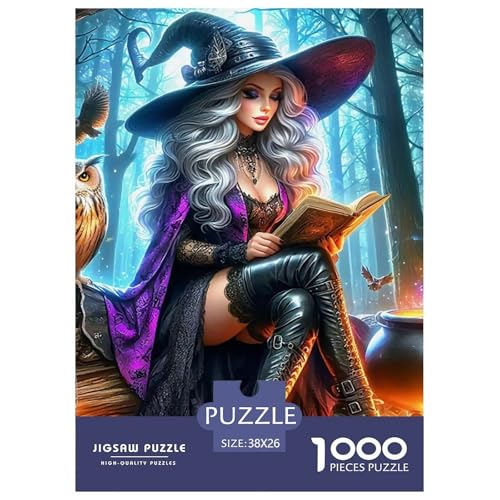 Hexe Puzzle 1000 Teilige Für Erwachsene Und Kinder Halloween Stil Herausforderung Spiel Klassische Geschenk Wunderschönes Dekoration Clevere Rätsel 38x26cm/1000pcs von QTIVARLEN
