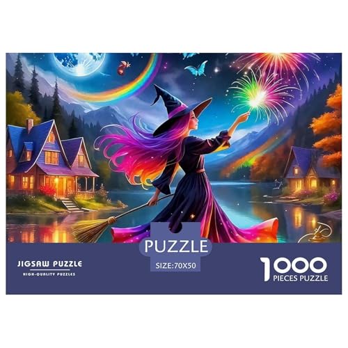 Hexe Puzzle 1000 Teilige Für Erwachsene Und Kinder Halloween Stil Herausforderung Spiel Klassische Geschenk Wunderschönes Dekoration Clevere Rätsel 70x50cm/1000pcs von QTIVARLEN