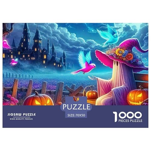 Hexe Puzzle 1000 Teilige Für Erwachsene Und Kinder Halloween Stil Herausforderung Spiel Pädagogisches Spielzeug Wunderschönes Dekoration Clevere Rätsel 70x50cm/1000pcs von QTIVARLEN