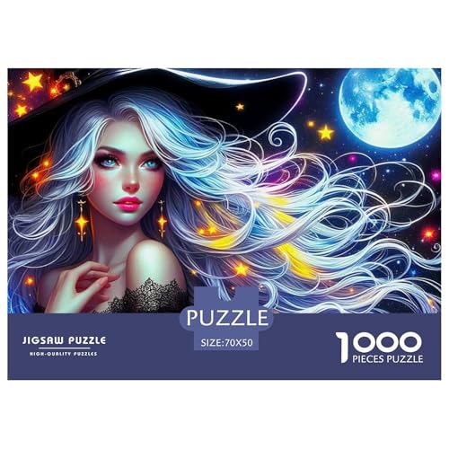 Hexe Puzzle 1000 Teilige Für Erwachsene Und Kinder Halloween Stil Impossible Geschicklichkeitsspiel Klassische Geschenk Home Dekoration Clevere Rätsel 70x50cm/1000pcs von QTIVARLEN
